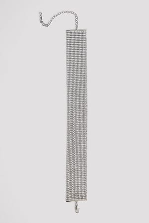 Silver Choker met strass steentje