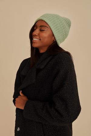Pistachio Rib Wool Blend Beanie