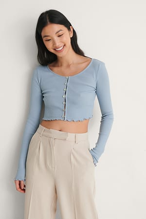 Dusty Blue Ribbed Babylock Cardigan