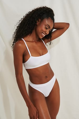 White Geribd Bikinibroekje
