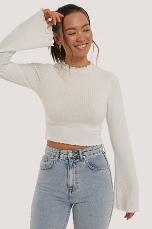 Offwhite Trompetenärmel Top