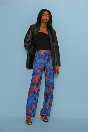 Print Ring Detail Pants