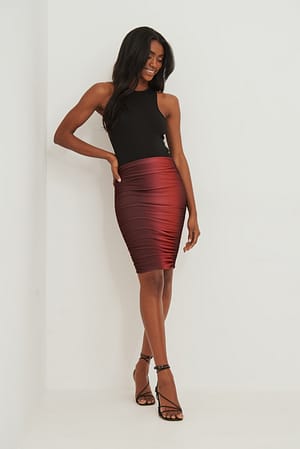 Orange Print Gerimpelde rok