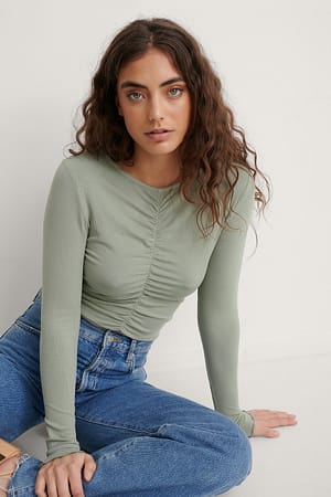 Khaki Haut côtelé ruché