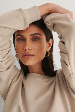 Beige Organisches Langarm-Sweatshirt
