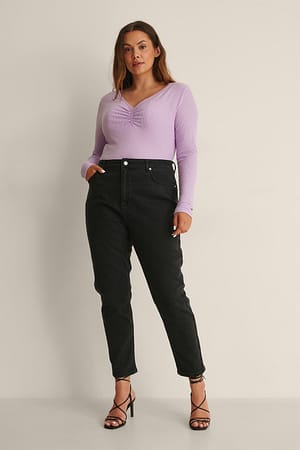Purple Resirkulert ribbetopp med rysjer