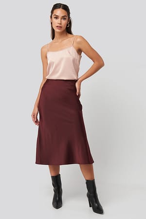 Burgundy Satin Skirt