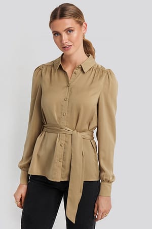 Gold Satin Waistband Blouse