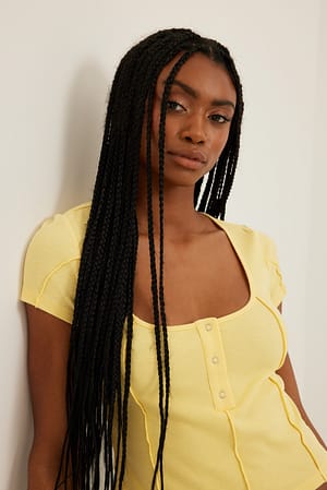 Yellow Seam Detail Button Top
