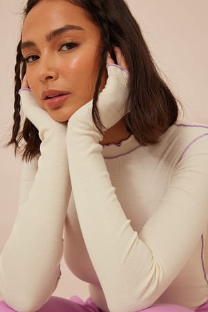 Off White Seam Detail Jersey Top