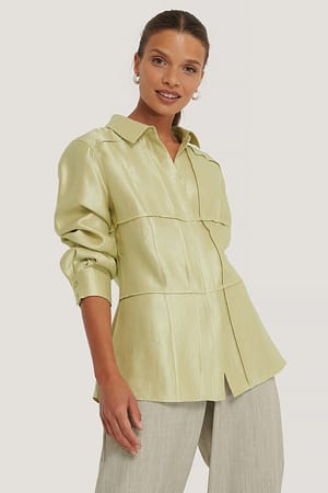Light Green Shiny Panel Shirt