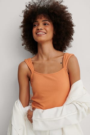Shoulder Detail Ribbed Top