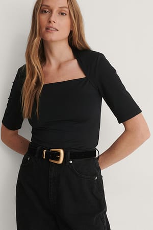 Black Top Met Schoudervullingen