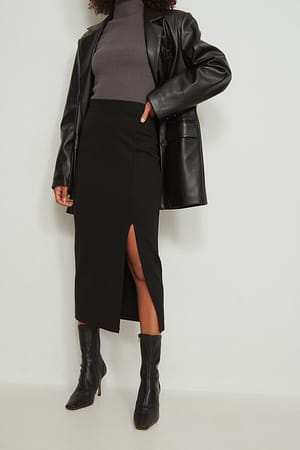 Black Jerseyrok met zijsplit