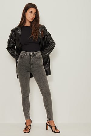 Grey Skinny High Waist Jeans