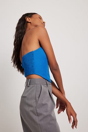Cobolt Recycled korsett-topp med smock bak