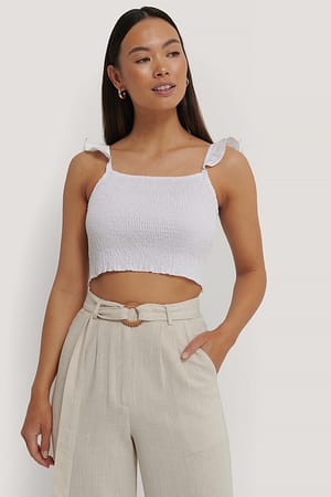 Smocked Flounce Strap Top