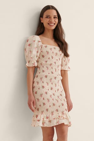 Smocked Frill Mini Dress