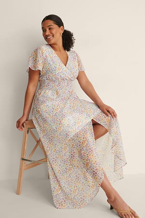 Floral Fling Smocked Waist Maxi Sheer Dress