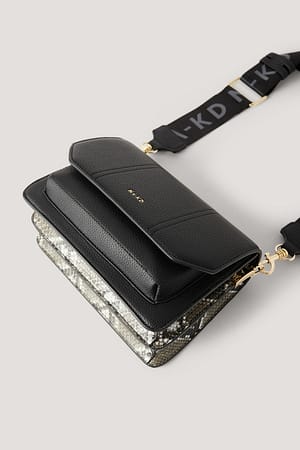Black/Grey Snake Detailed Crossover Bag