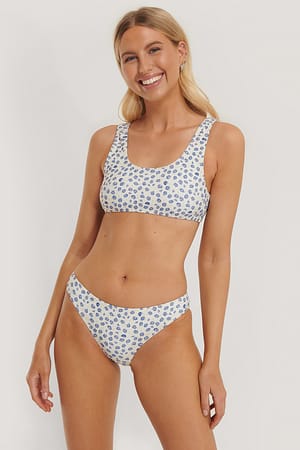 Blue Flower Sporty Bikini Briefs