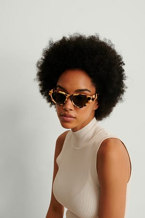 Leopard Straight End Drop Shape Sunglasses