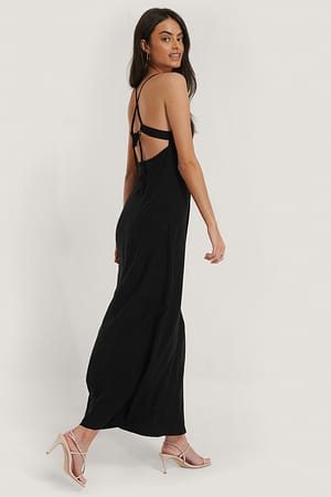 Black Strap Tie Back Dress