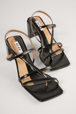 Black Strappy Block Heels