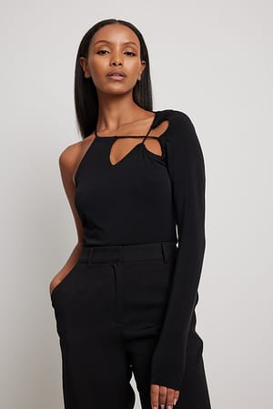 Black Strappy Neckline Detail Top