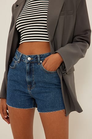 Mid Blue Stretch Denim Shorts