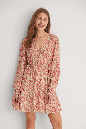 Rose/Flower Miniwikkeljurk met structuur