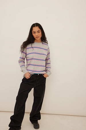 Grey Stripe T-skjorte med lange ermer