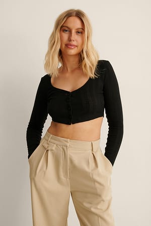 Black Structure Cropped Cardigan