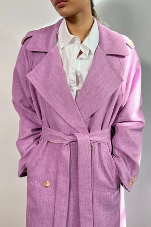 Purple Gestructureerde trenchjas