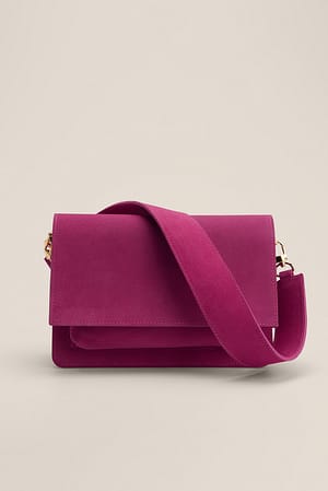 Strong Pink Suede Compartment Shoulder Bag