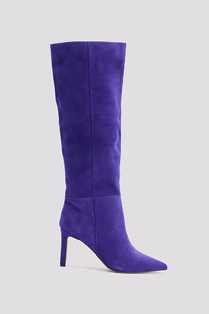 Deep Purple Suede Stiletto Boots