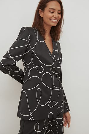 Black Swirl Print Tailored Printed Blazer
