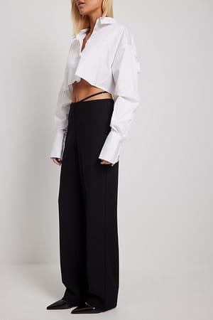 Black Thong Detailed Pants