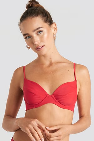 Red Tie Back Bikini Cup Bra