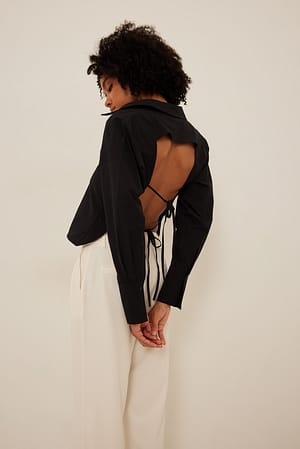 Black Tie Back Detail Shirt