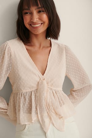 Dusty Pink Dobby-Bluse