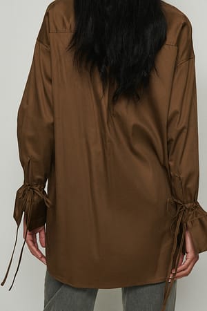 Brown Tied Sleeve Shirt