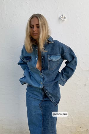 Mid Blue Two Toned Denim Overshirt