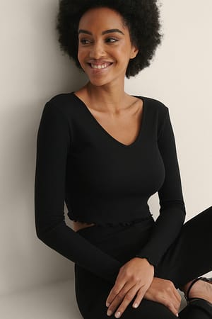 Black V-Neck Babylock Top