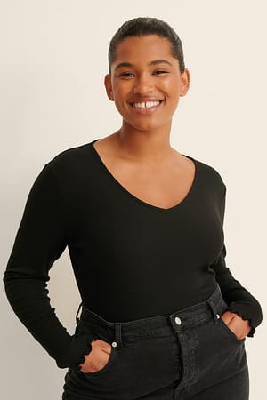 Black V-Neck Babylock Top