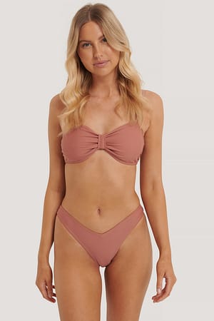 Dusty Dark Pink V-Shape Front Bikini Bottom