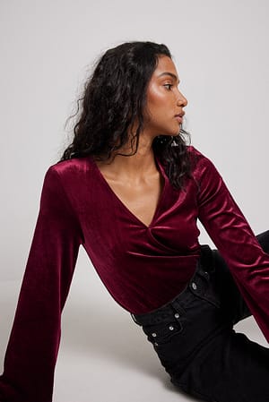 Burgundy Velvet Overlap Body