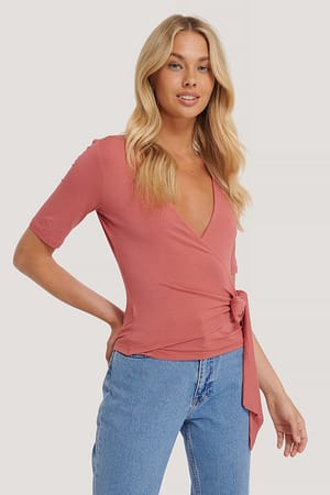 Dusty Rose Viscose Wrap Tie Top