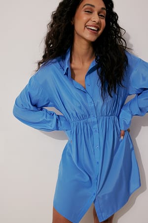 Sky Blue Waist Detail Dress