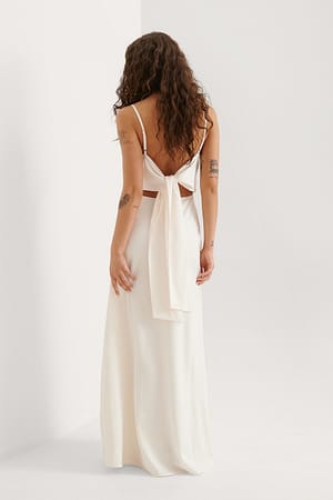 Offwhite Waterfall Bow Maxi Dress